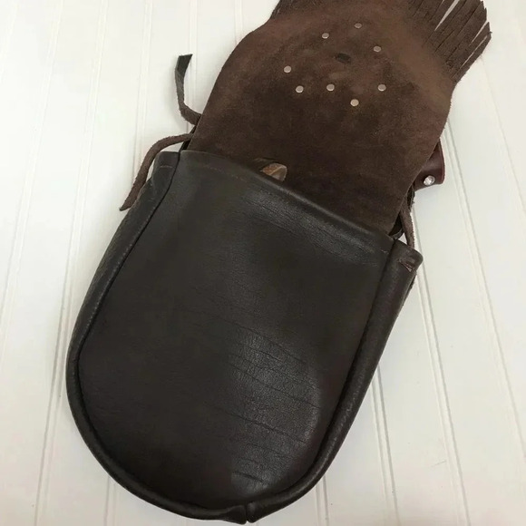 NWOT Leather Studded Fringed Heart Crossbody - Picture 5 of 6